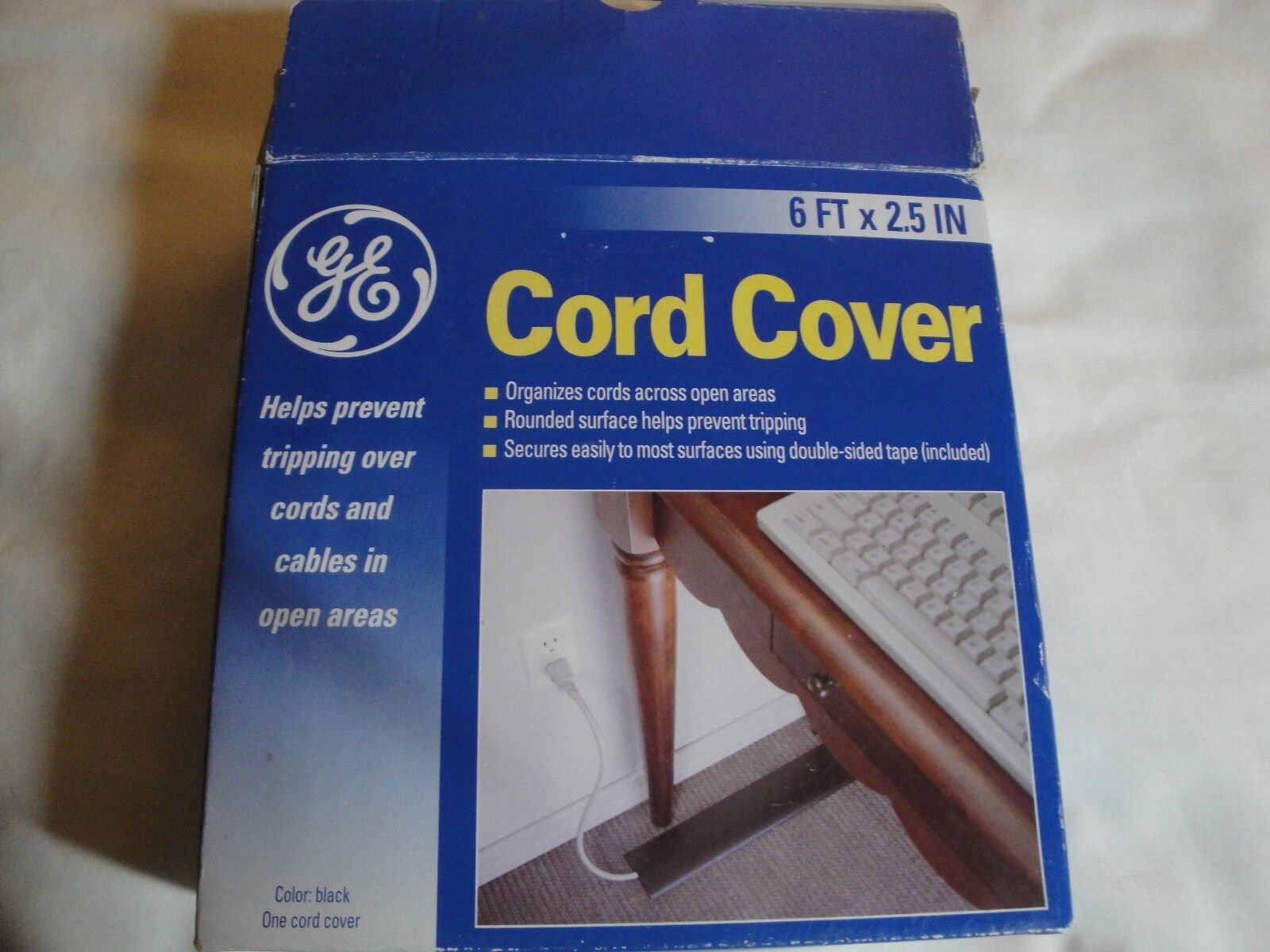 GE 50620 - 6ft PVC Cord Cover - Black. 6 FT X 205 IN. Prevent Tripping on Cords