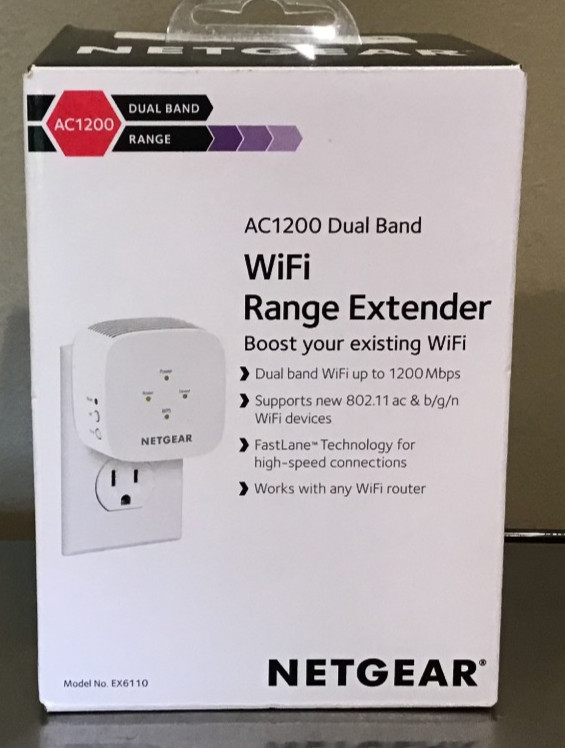 NETGEAR AC1200 WiFi Range Extender White Model #EX6110-100NAS NEW SEALED
