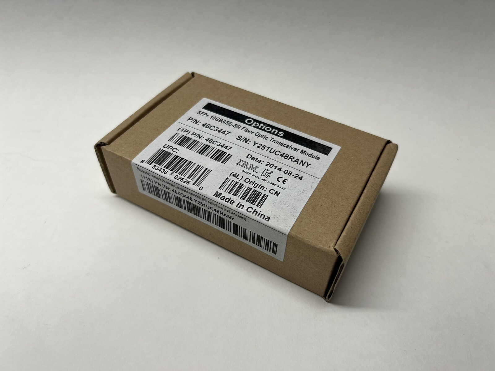 New LENOVO SFP+ 10GBASE-SR Fiber Optic Transceiver Module 46C3447 Sealed