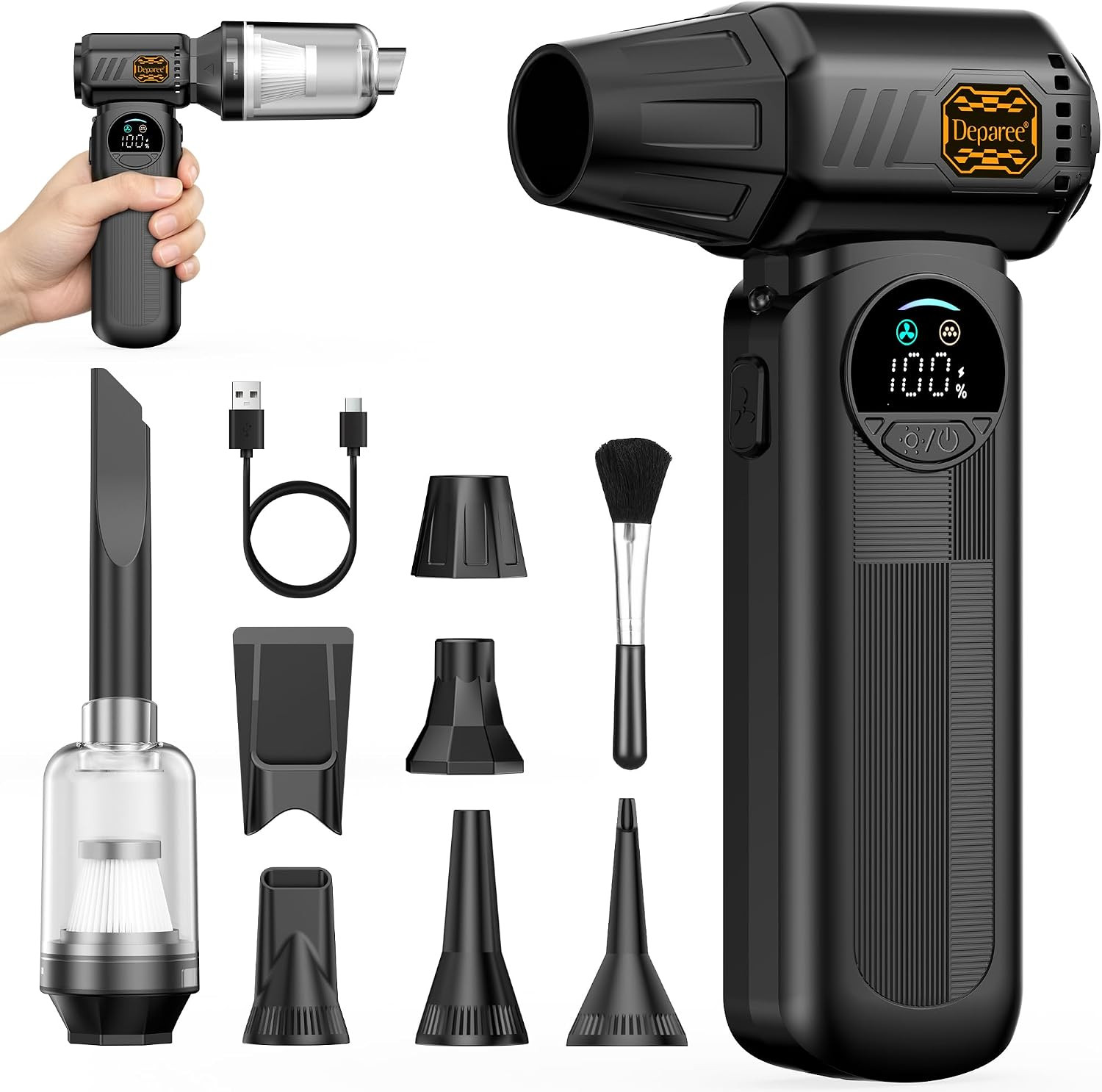 B50 Compressed Air Duster & Vacuum Cleaner, 4-In-1 150,000RPM Turbo Fan