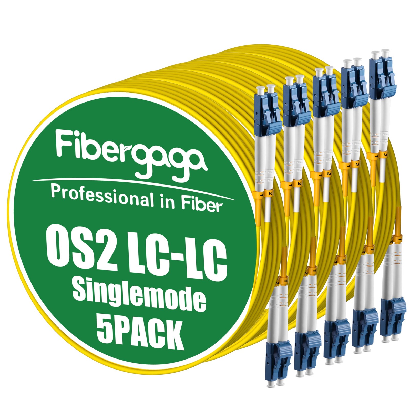 5 PCS 0.5m 1.6ft OS2 LC To LC Fiber Patch Cable Duplex Singlemode 9/125m