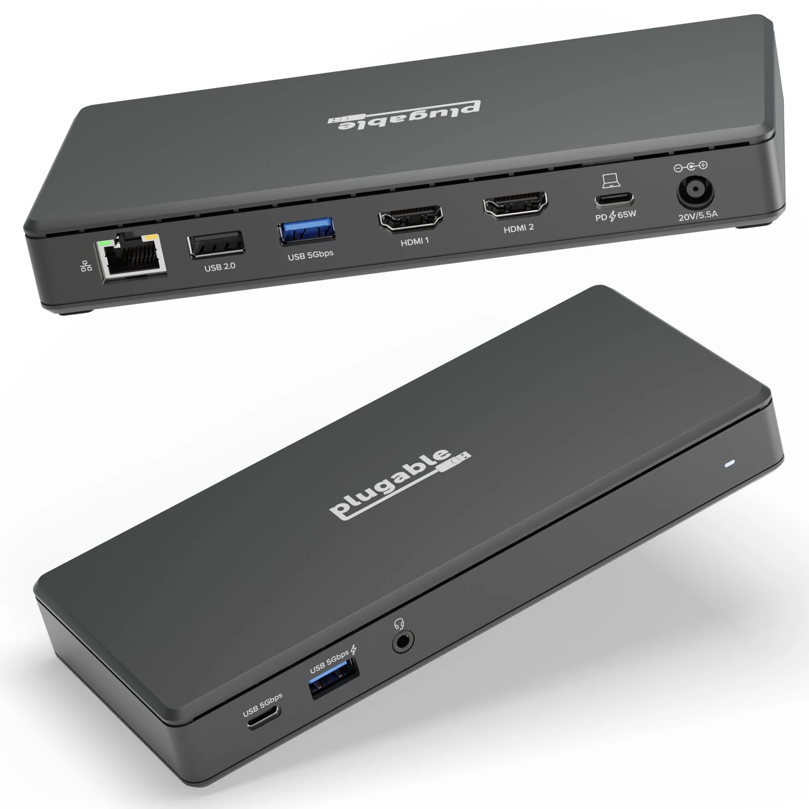 Plugable Technologies UD-MSTH2 Plugable USB-C Dual HDMI Docking Station with 6