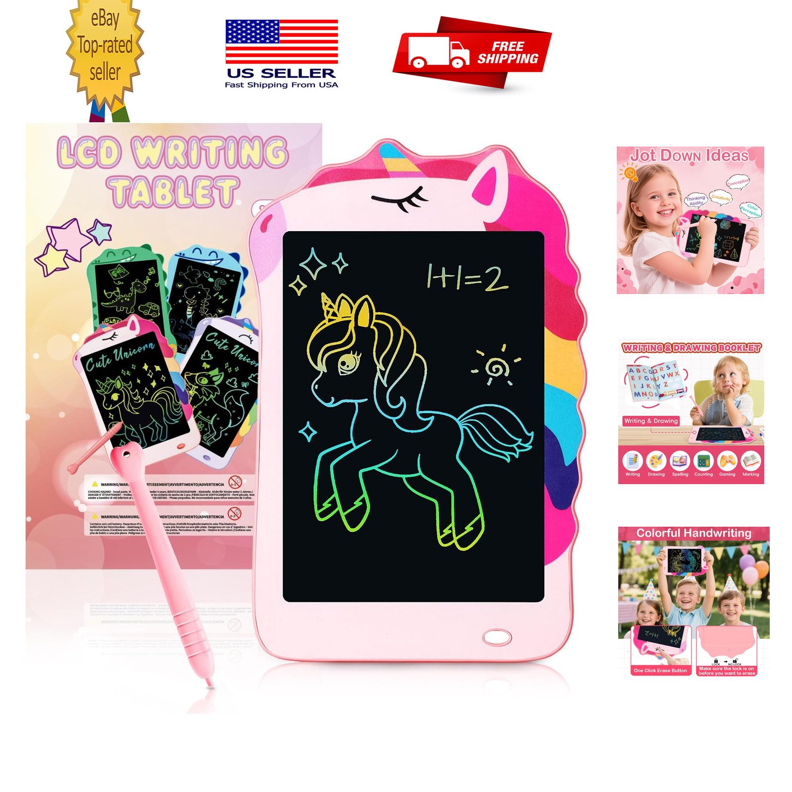 Unicorn Toys LCD Writing Tablet for Girls Kids, Colorful Toddler Toys Drawing