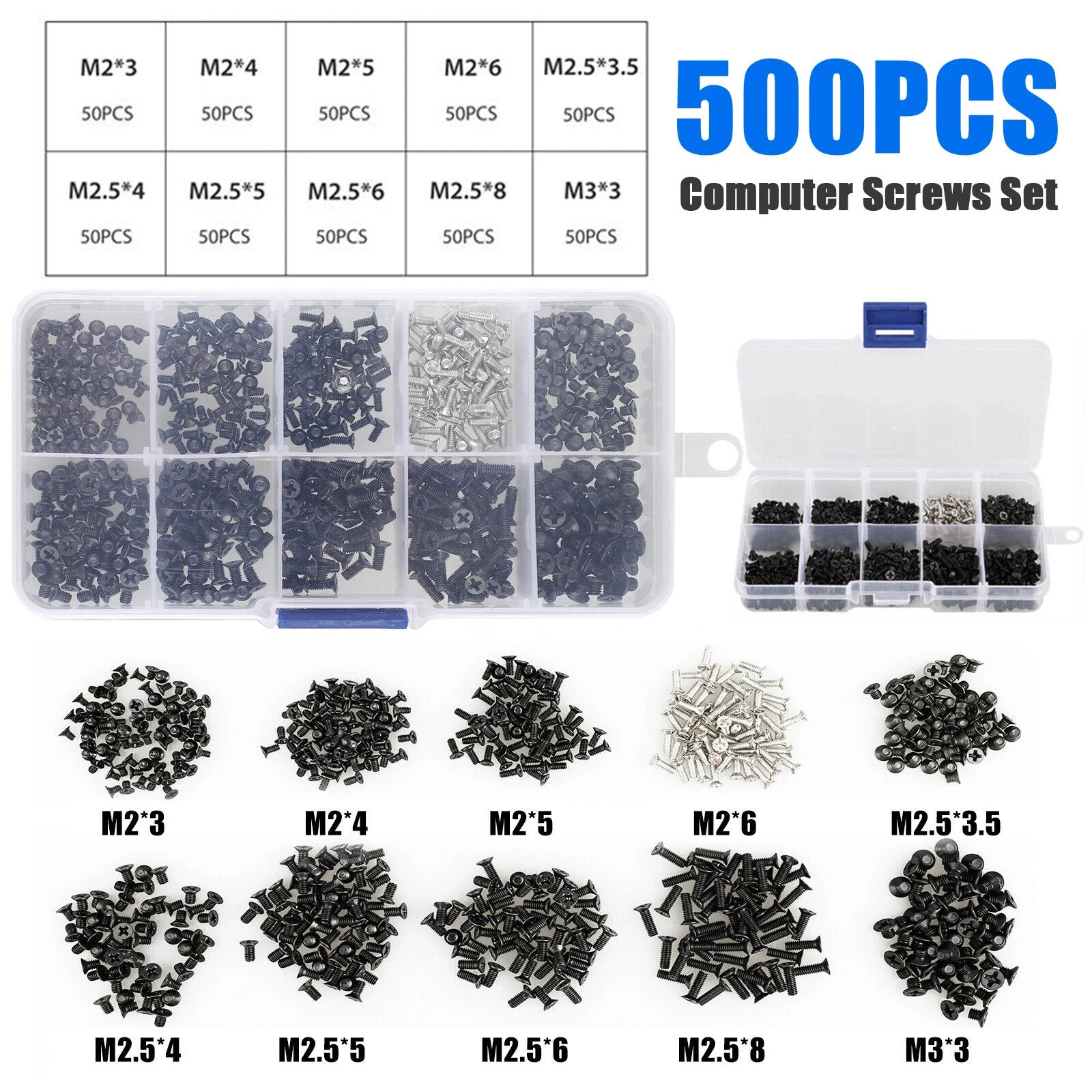 500Pcs Laptop Computer Screws Set Kit For HP Dell Lenovo Sony Toshiba SAMSUNG