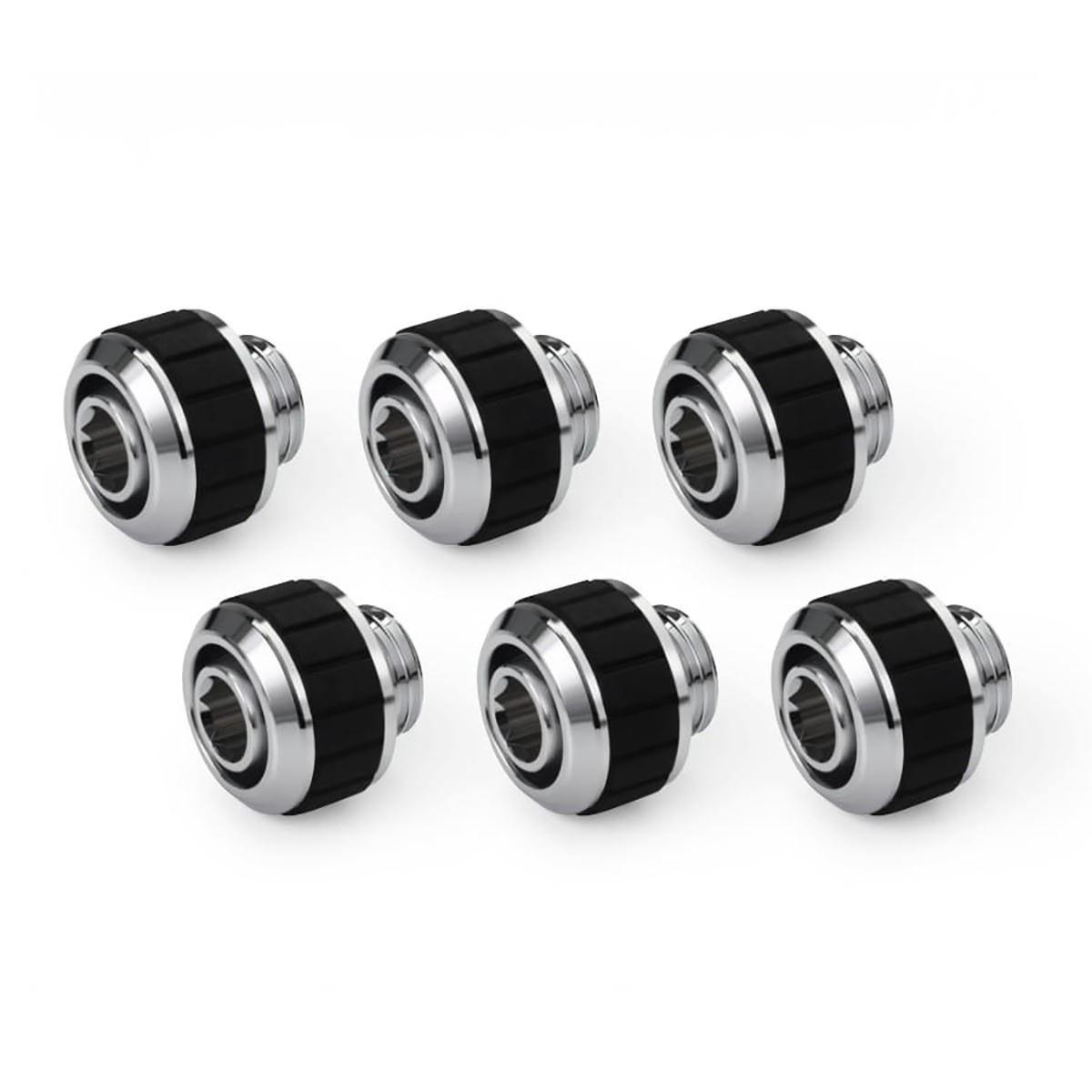 Alphacool Apex Grip SoftTube Fitting, 13/10mm, Chrome, 6-pack