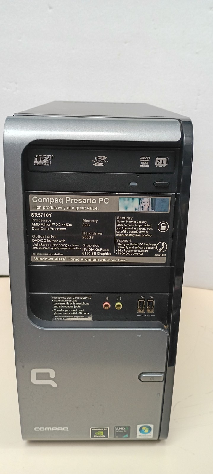 Compaq Presario SR5710Y AMD Athlon X2 4450e  Nvidia Geforce 6150 SE  Works