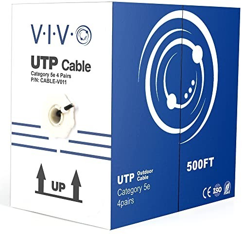 500ft Black Cat5e Ethernet Cable Bulk Wire, RJ45 Male-to-Male, Outdoor Use