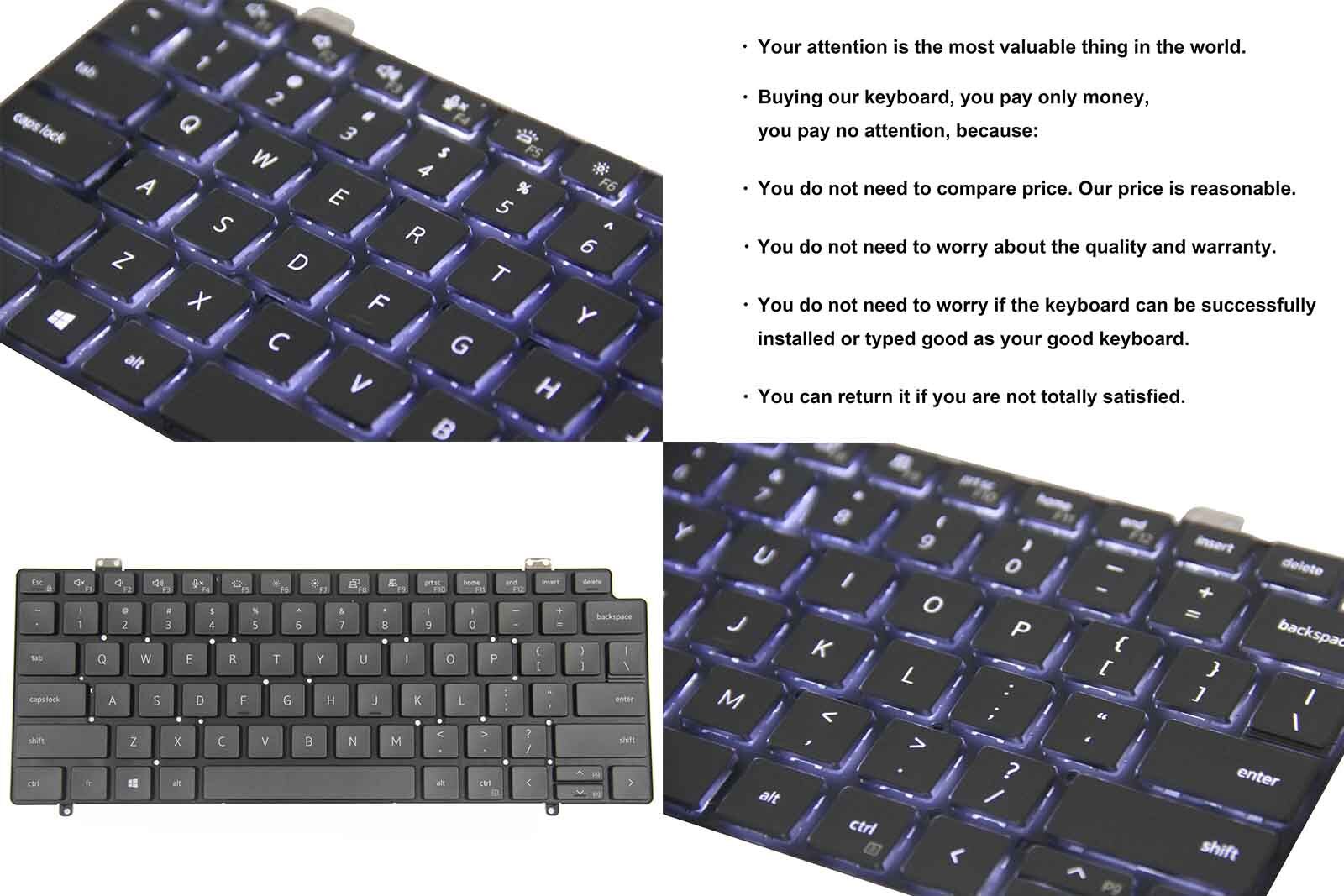 Durable Backlit US Keyboard for Dell Latitude 7410 2-in-1 Laptop GMM47 0PWCJY