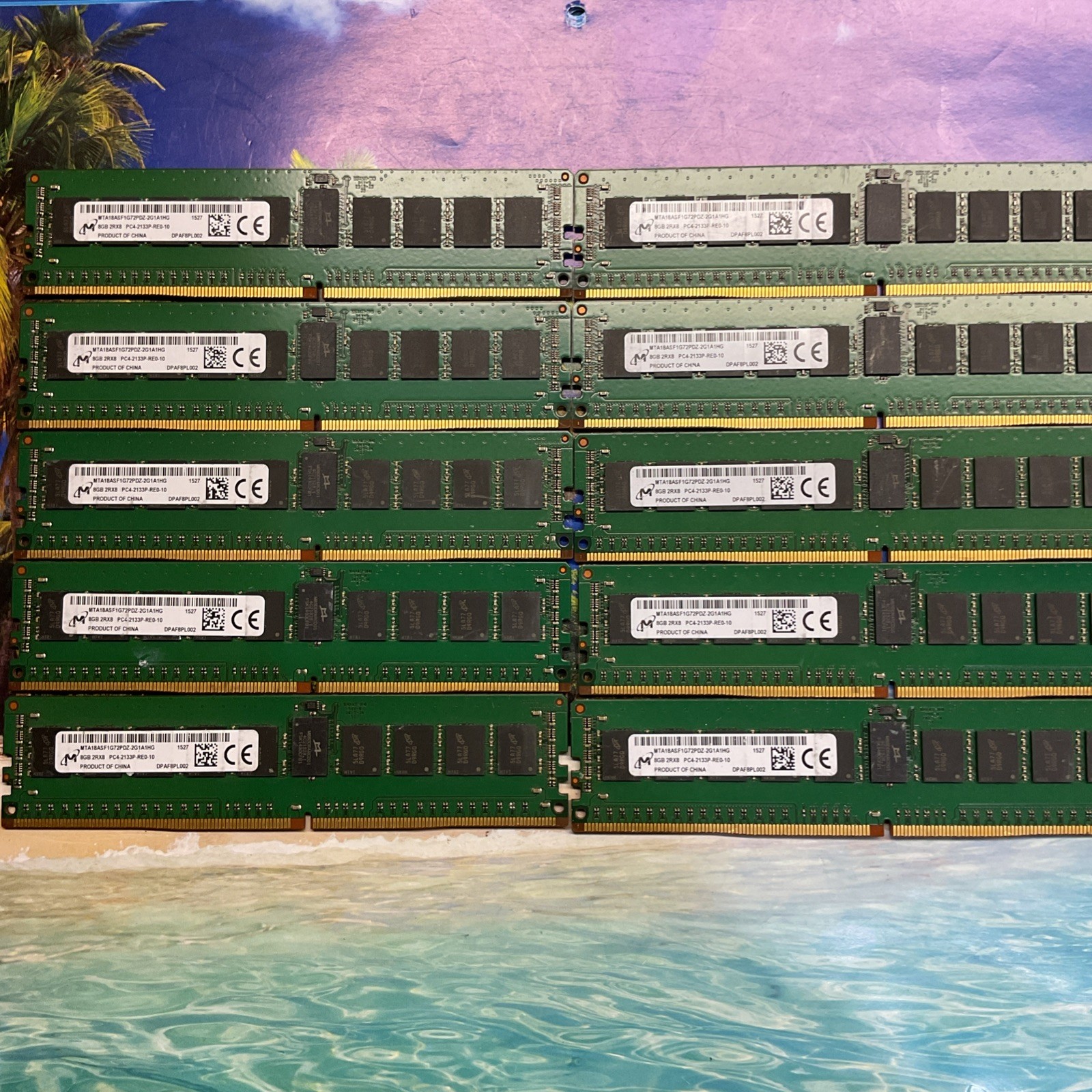 LOT OF 10 Micron 8GB PC4-2133P DDR4 17000 SERVER RAM MTA18ASF1G72PDZ-2G1A1HG
