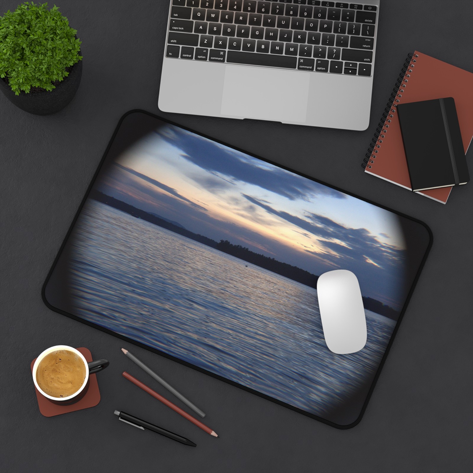 Lake Sunset Desk Mat — Serene Waters Mouse Pad for Home Office