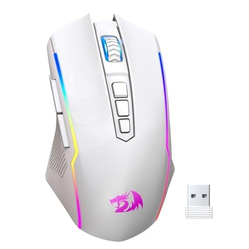 Wireless Gaming Mouse, Tri-Mode 2.4G/BT/Wired, 12000 DPI, RGB, White