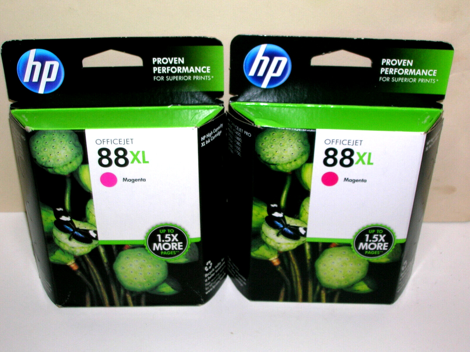 Qty 2 Genuine HP 88XL Magenta Ink Cartridges Exp 2014 Factory Sealed High Yield