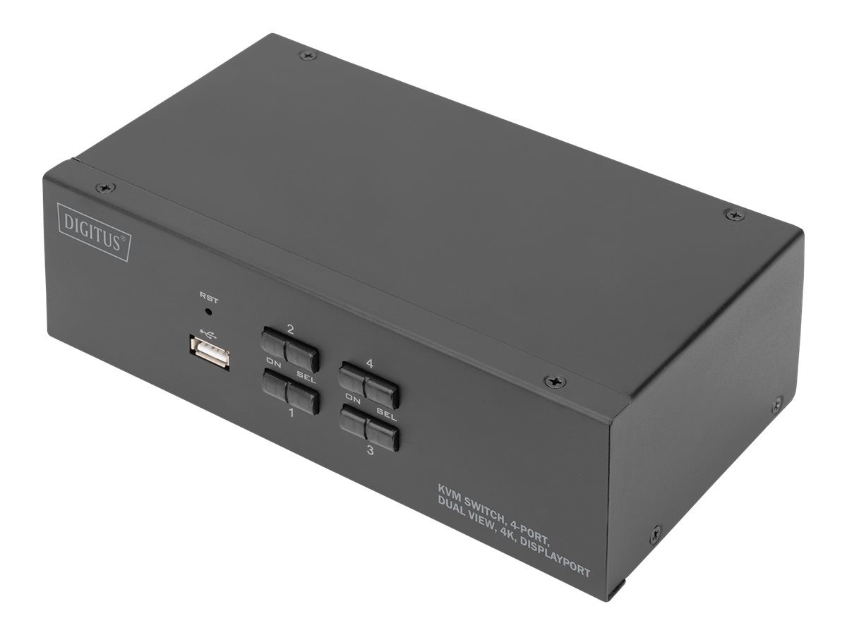 DIGITUS KVM Switch Dual Display 4k DisplayPort Kvm Switch 4-Port USB DS-12882