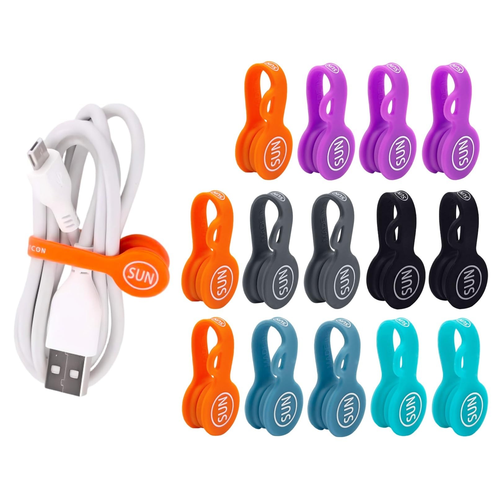 18 Pack Magnetic Cable Clips Cable Organizers Earbuds Cords Winder Bookmark C...