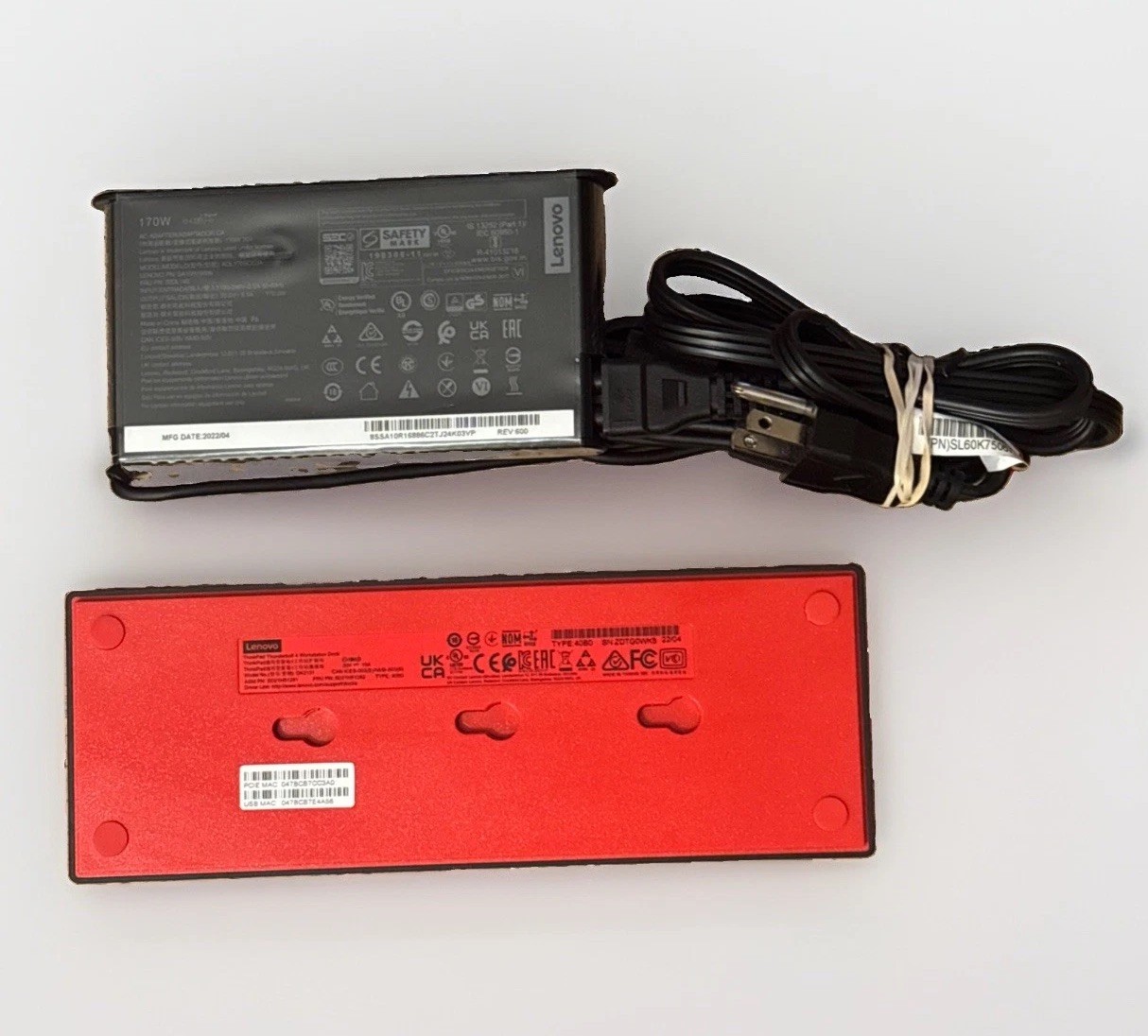 Lenovo ThinkPad Thunderbolt 4 Workstation Dock 40B0 DK2131 w/ 170W AC Adapter