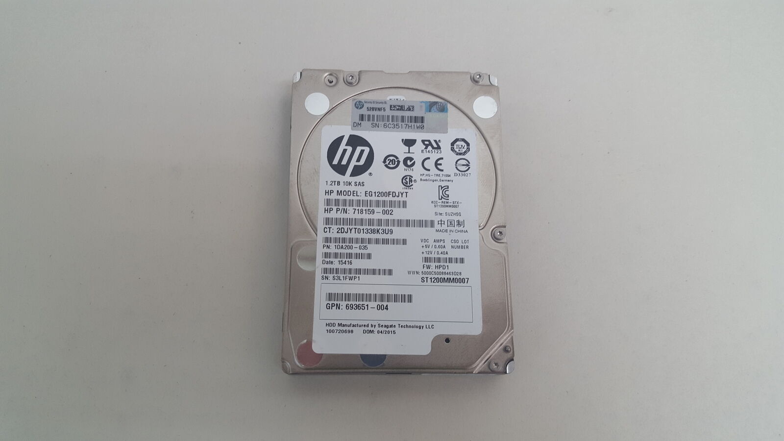 Lot of 5 Seagate HP ST1200MM0007 1.2 TB 2.5 in SAS 2 10K Enterprise Hard Drive