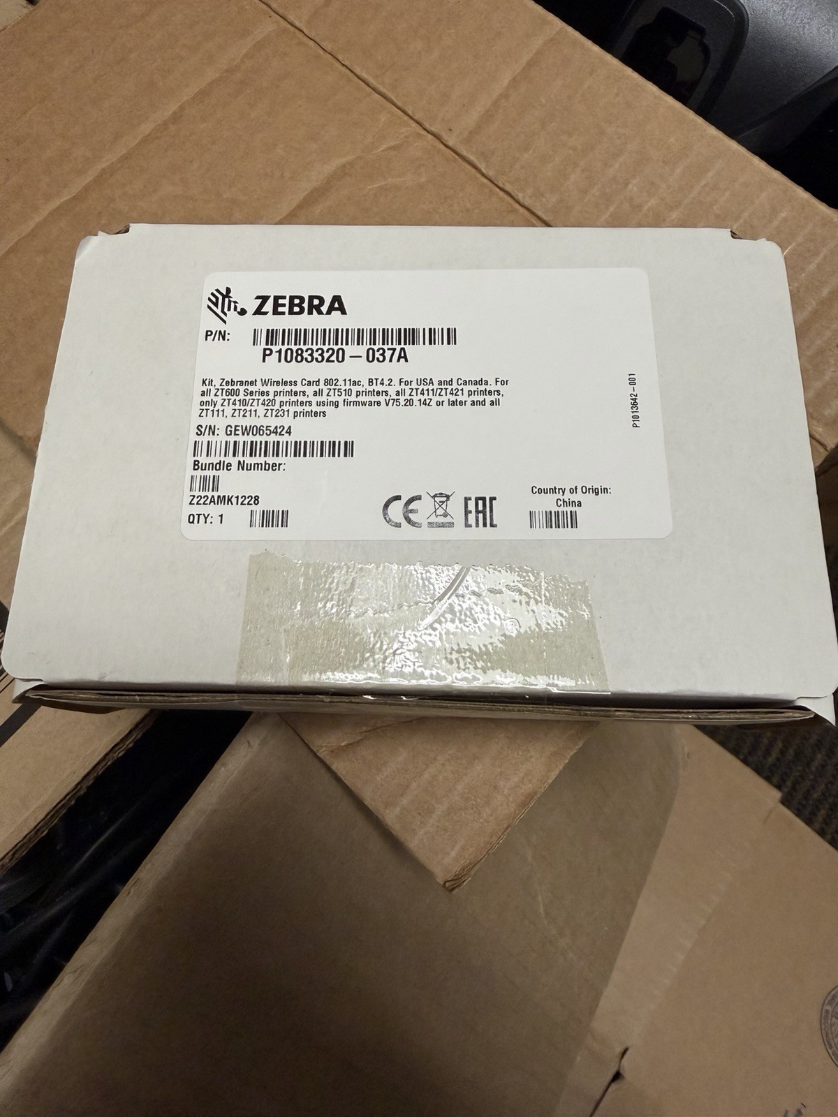 ZebraNet Internal Wireless 802.11 AC Radio Card Kit P1083320-037A