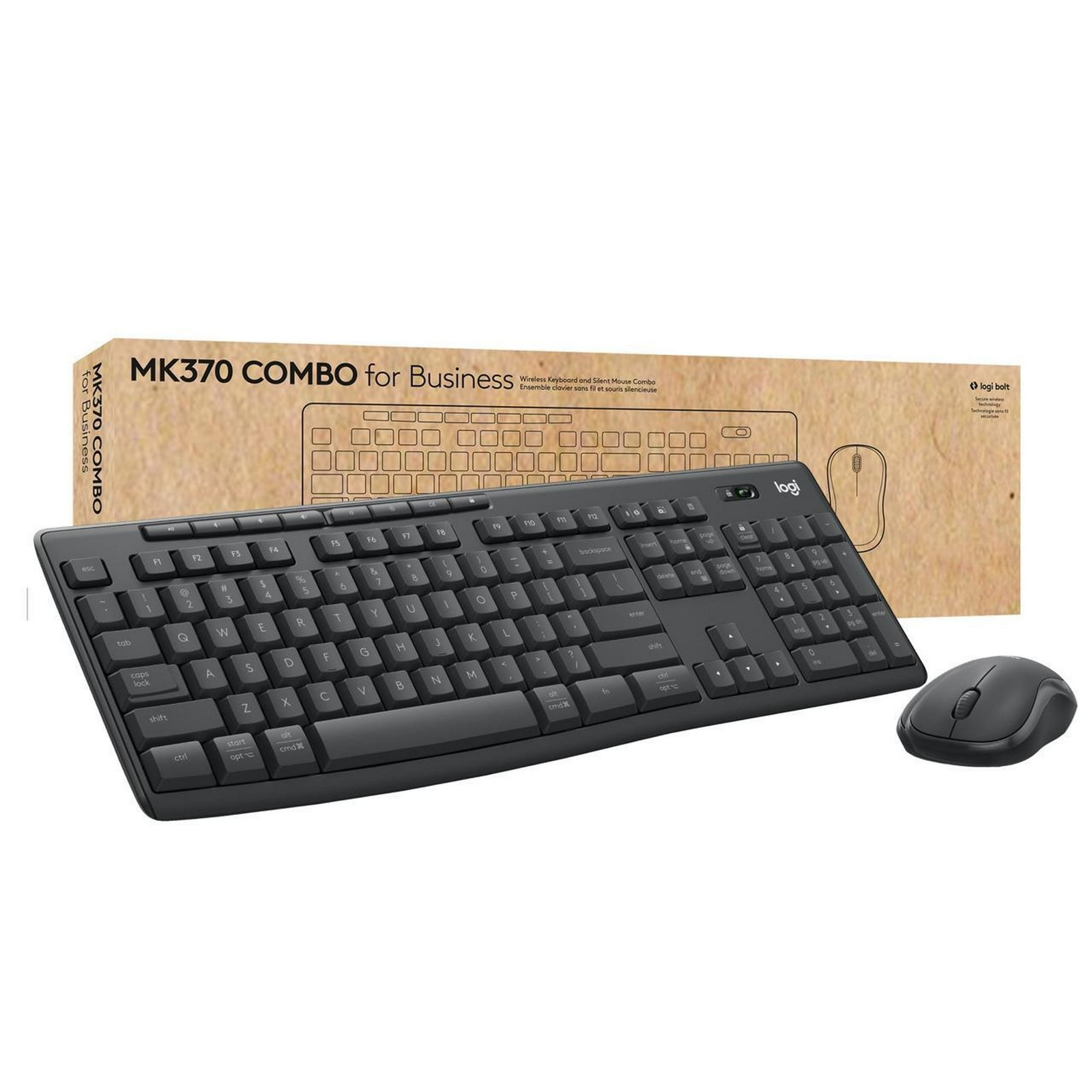 Logitech MK370 Combo Full-Sized Wireless Office Keyboard with Silent Mouse,