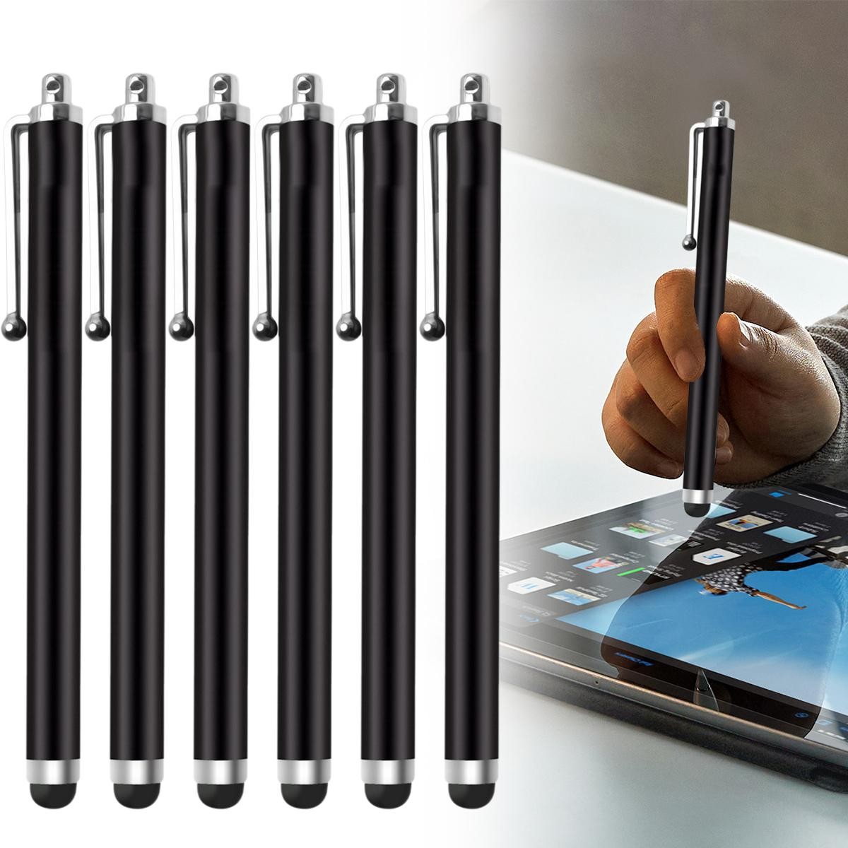 6 Pack Metal Capacitive Stylus Pens Soft Tip for Drawing Writing Gaming