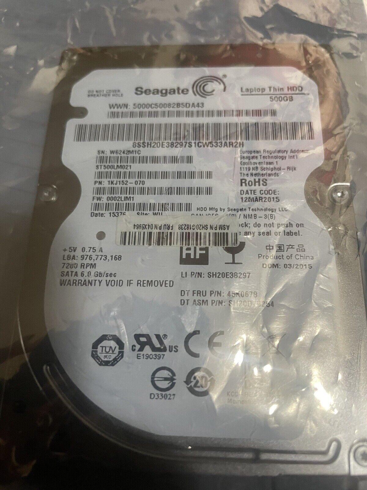 Seagate Barracuda 500 GB 3.5” HDD Internal Hard Drive 7200RPM