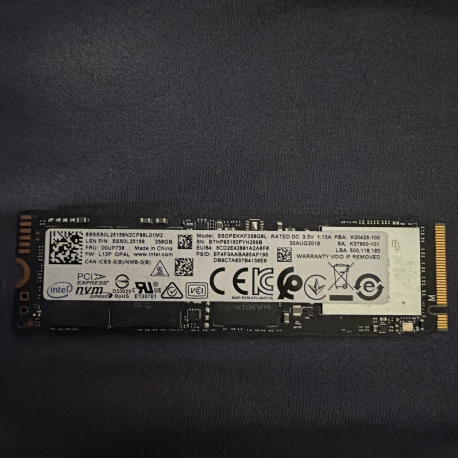Intel 760P  SSDPEKKF256G8L 256GB M.2 PCIe NVMe 80mm Solid State Drive