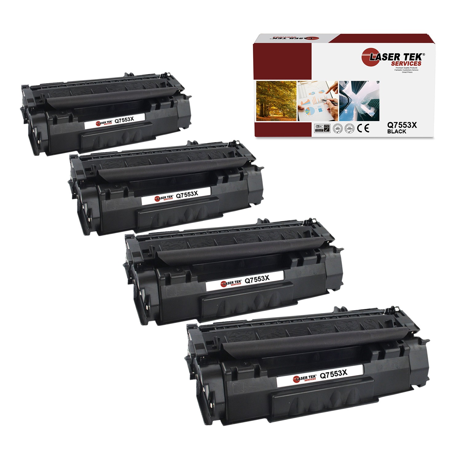 4Pk LTS 53X Q7553X Black HY Compatible for HP LaserJet M2727 M2727nf MFP Toner