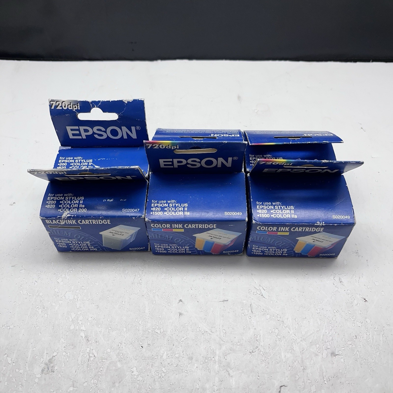 Epson 720dpi Black Ink S020047 & Color Ink S020049 Cartridges Expired Lot Of 6