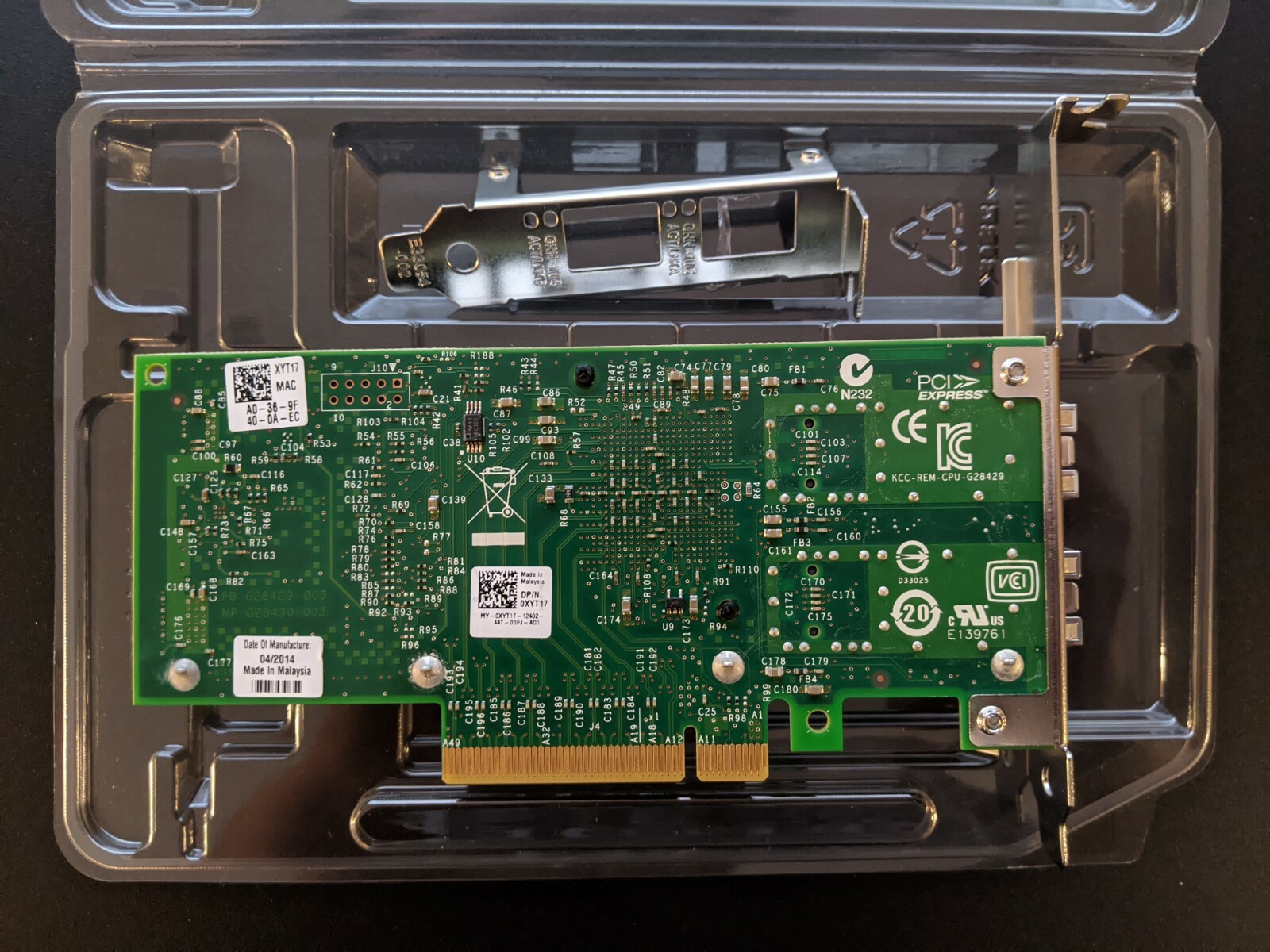 Dell INTEL X520-DA2 Server Adapter 10 Gbps Dual Port E10G42BTDA both brackets
