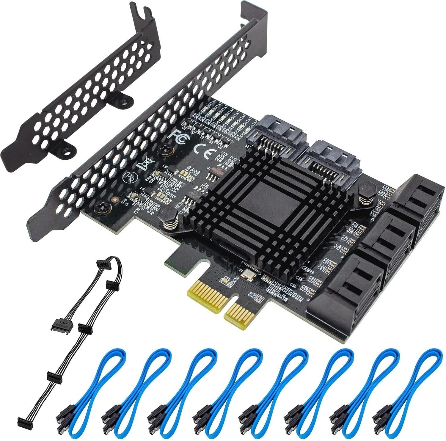 Versatile PCIe 8-Port SATA Controller Card Compatible with Windows, MAC, Linux