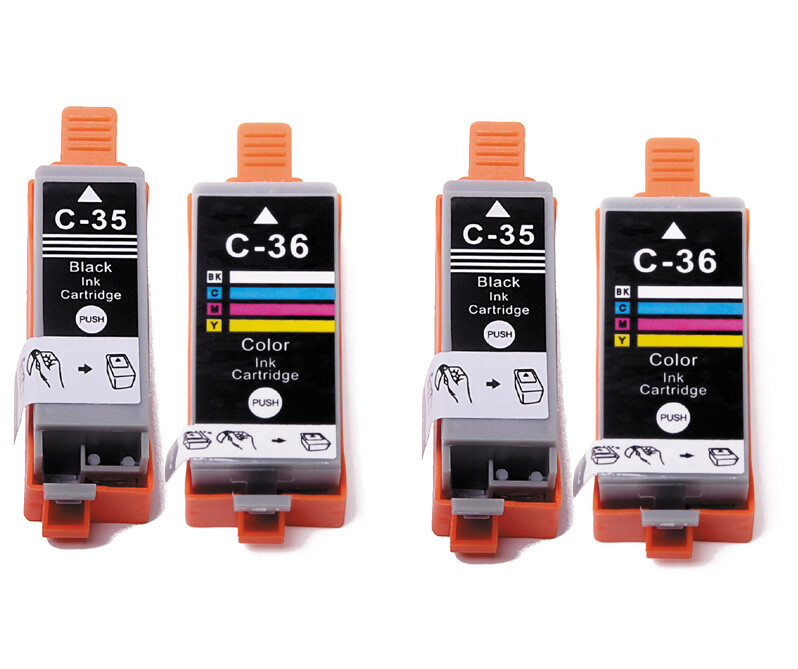 4 Pack PGI-35 BK CLI-36 C Ink Cartridges Set for Canon Pixma iP100 iP110 TR150