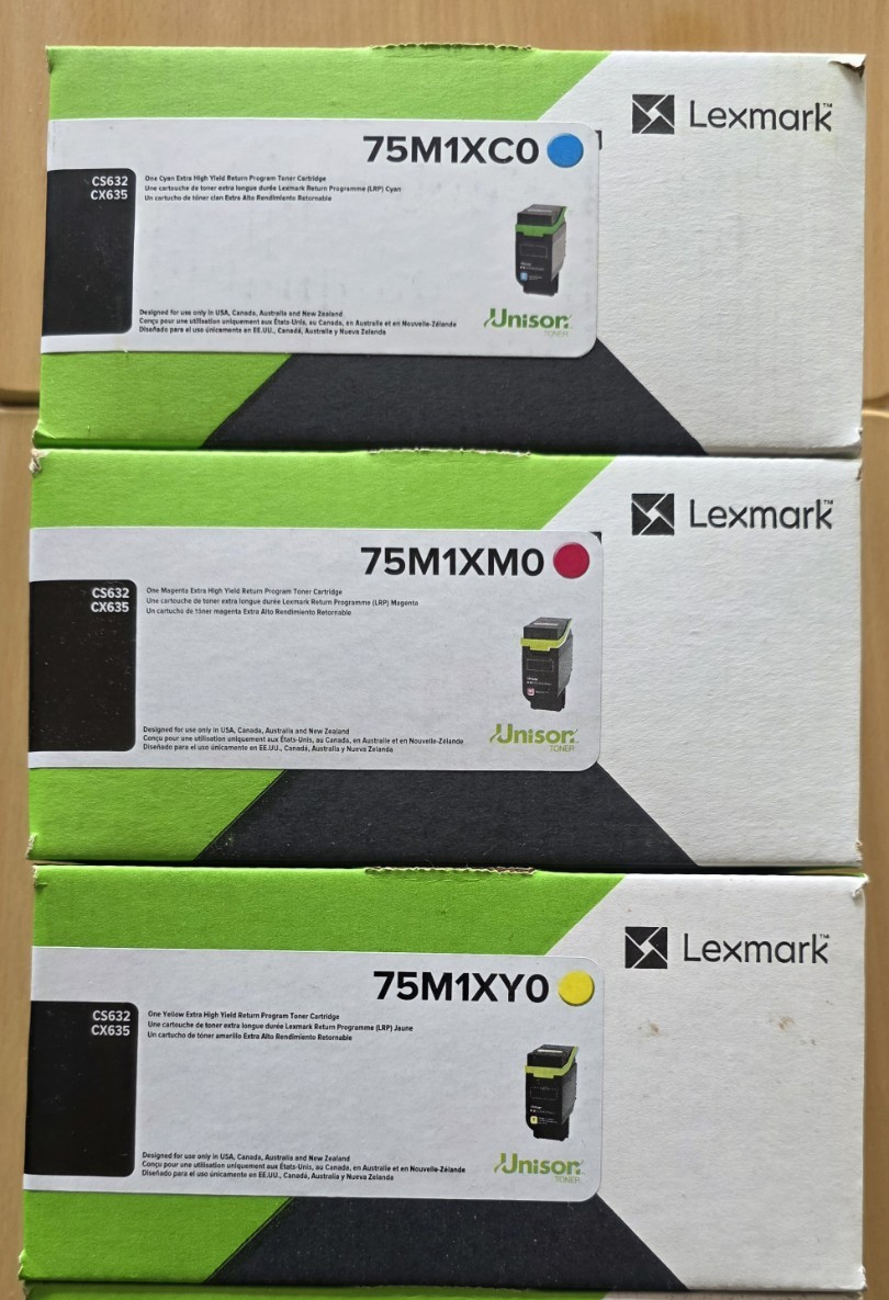 Lexmark 75M1XY0 Yellow 75M1XM0 Magenta 75M1XC0 Cyan CS632 CS635 Extra High Yield