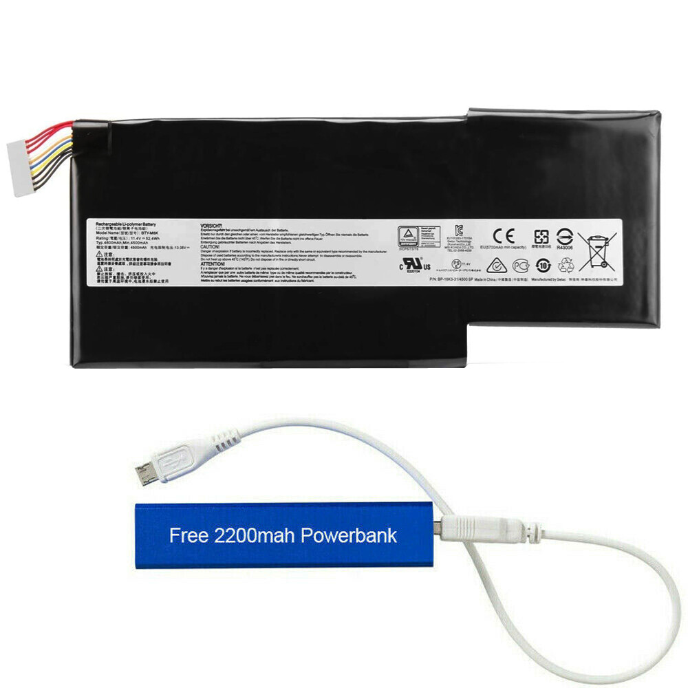 BTY-M6K REPLACEMENT BATTERY FOR MSI GF63 GF75 THIN GS63VR 7RG STEALTH PRO 52.4WH