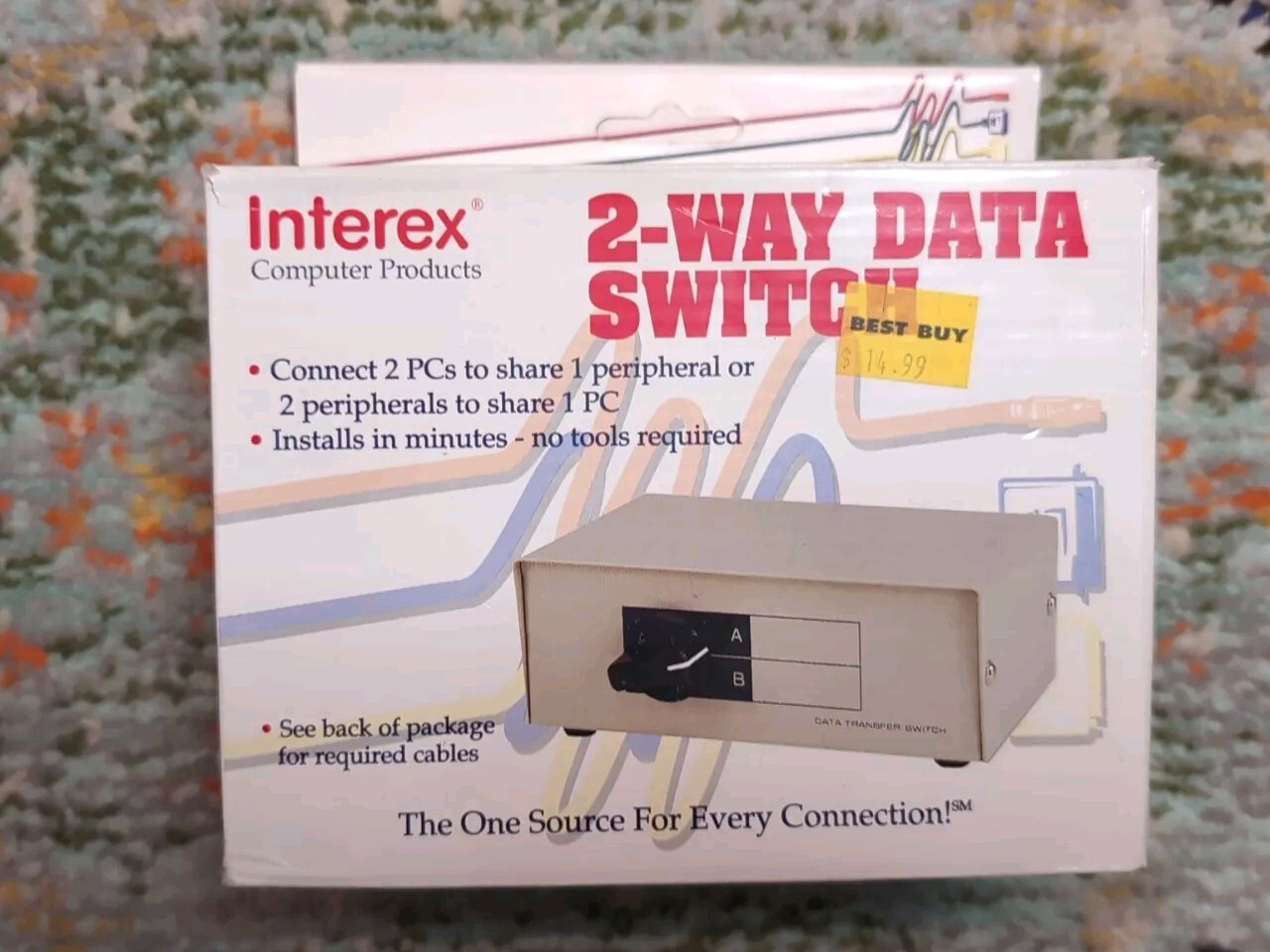 Interex 2 Way Data Switch Box w/ Rotary Dial Serial Device Printer 