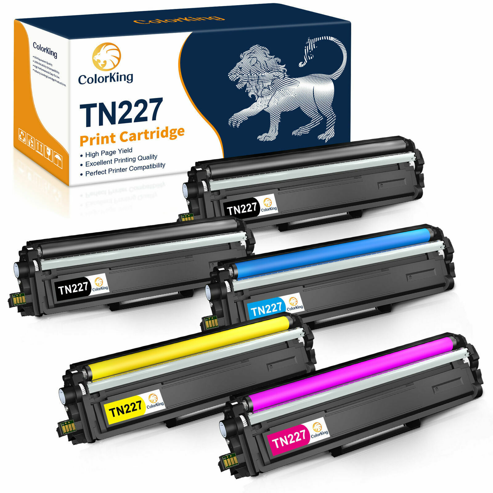 5x TN227 Toner Cartridge for Brother HL-L3270CDW HL-L3210CW HL-L3230CDW Printers