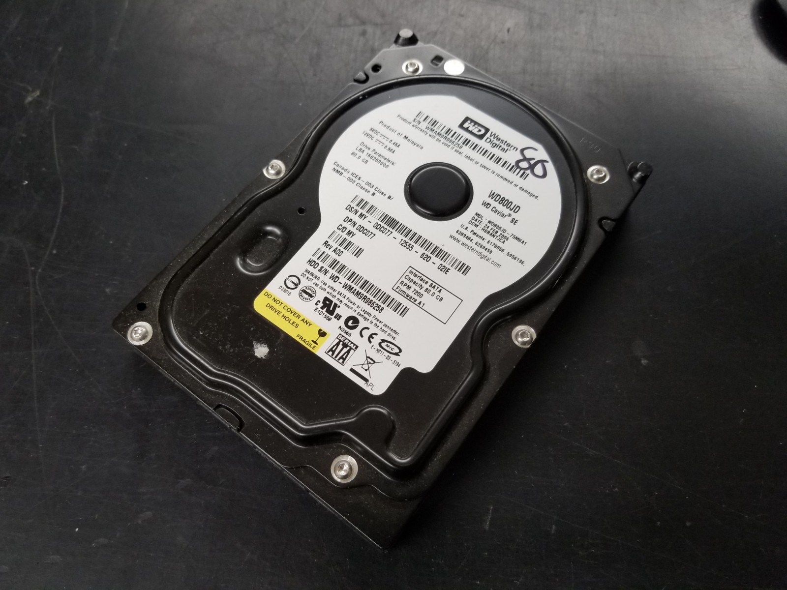 Western Digital WD800JD SATA 3.5" hard drive TESTED & WIPED 7200RPM 8MB