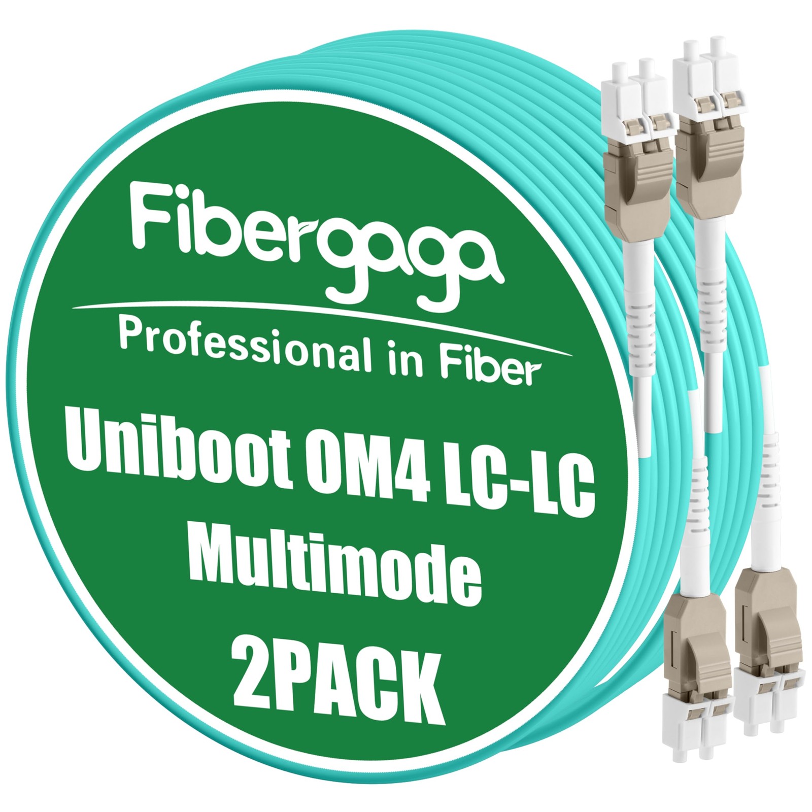 Uniboot OM4 LC To LC Fiber Patch Cable MultiMode Duplex 50/125 10m 33Ft 2 PCS
