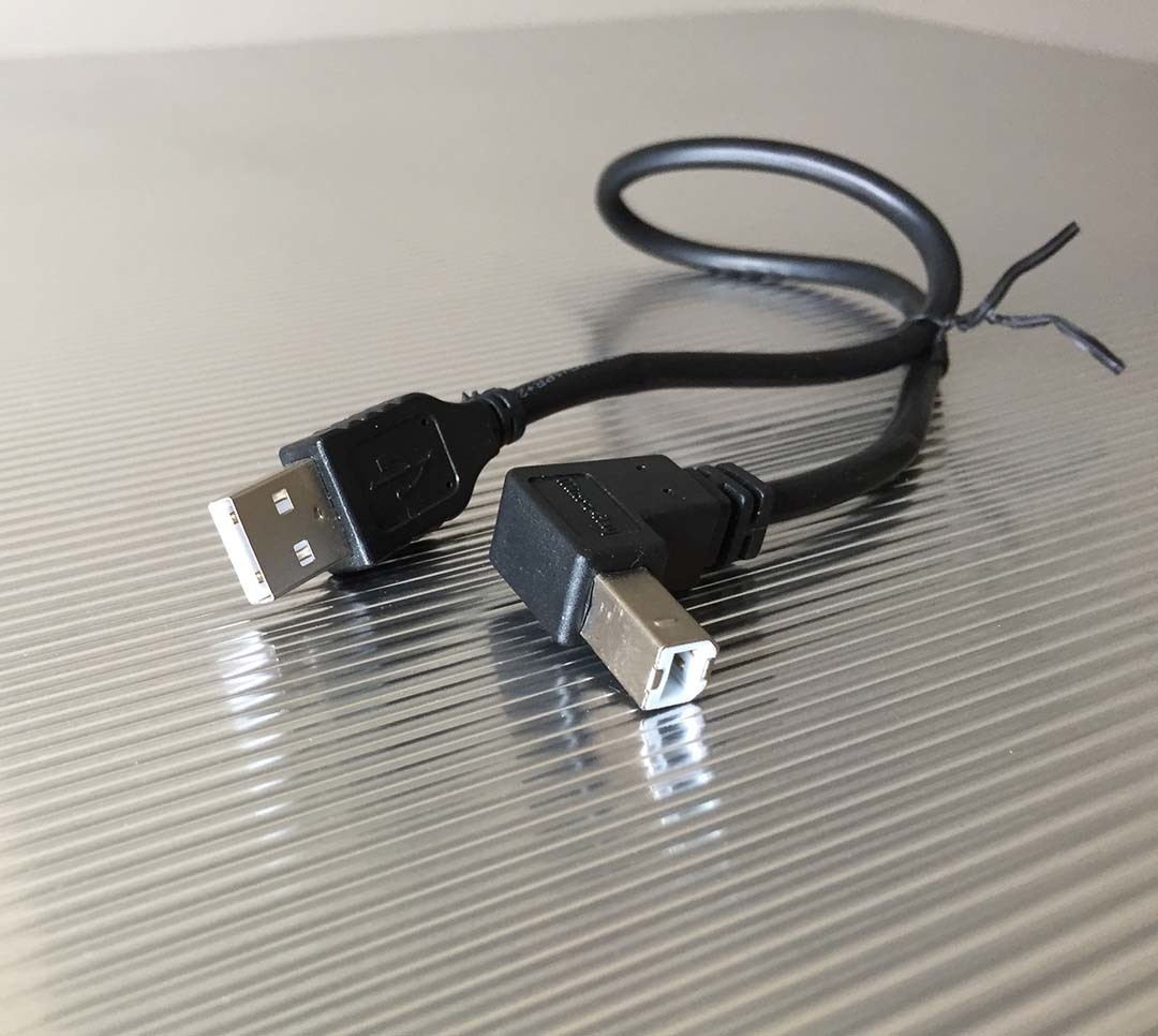18 inch USB A to Right Angle USB B Cable works great w/ Allen Bradley 