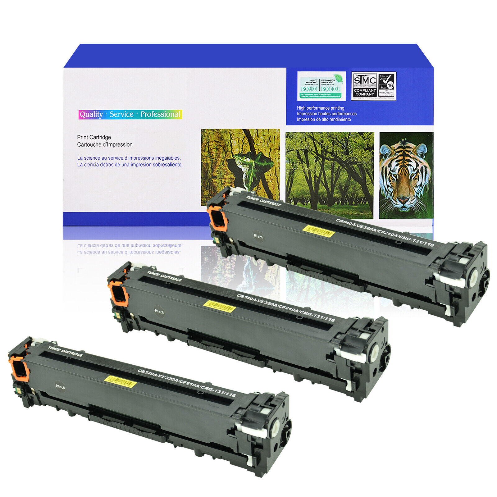 3PK CE320A 128A Black Toner Cartridge For HP Color Laserjet Pro CM1415fnw CP1525