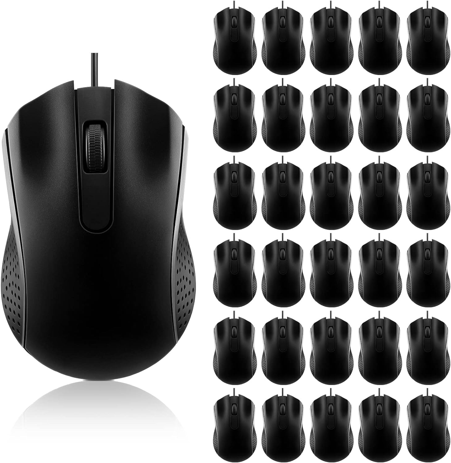 30 Pcs USB Wired Mouse Computer 3 Button Mice Bulk Corded USB Mouse for PC De...