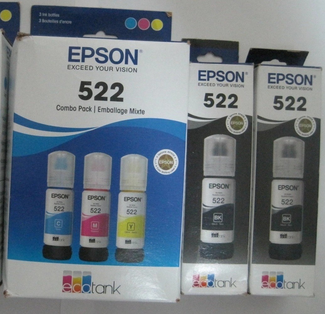Set 5 Genuine SEALED Epson 522 High Yield Inkjet Cartridges 2026-2029