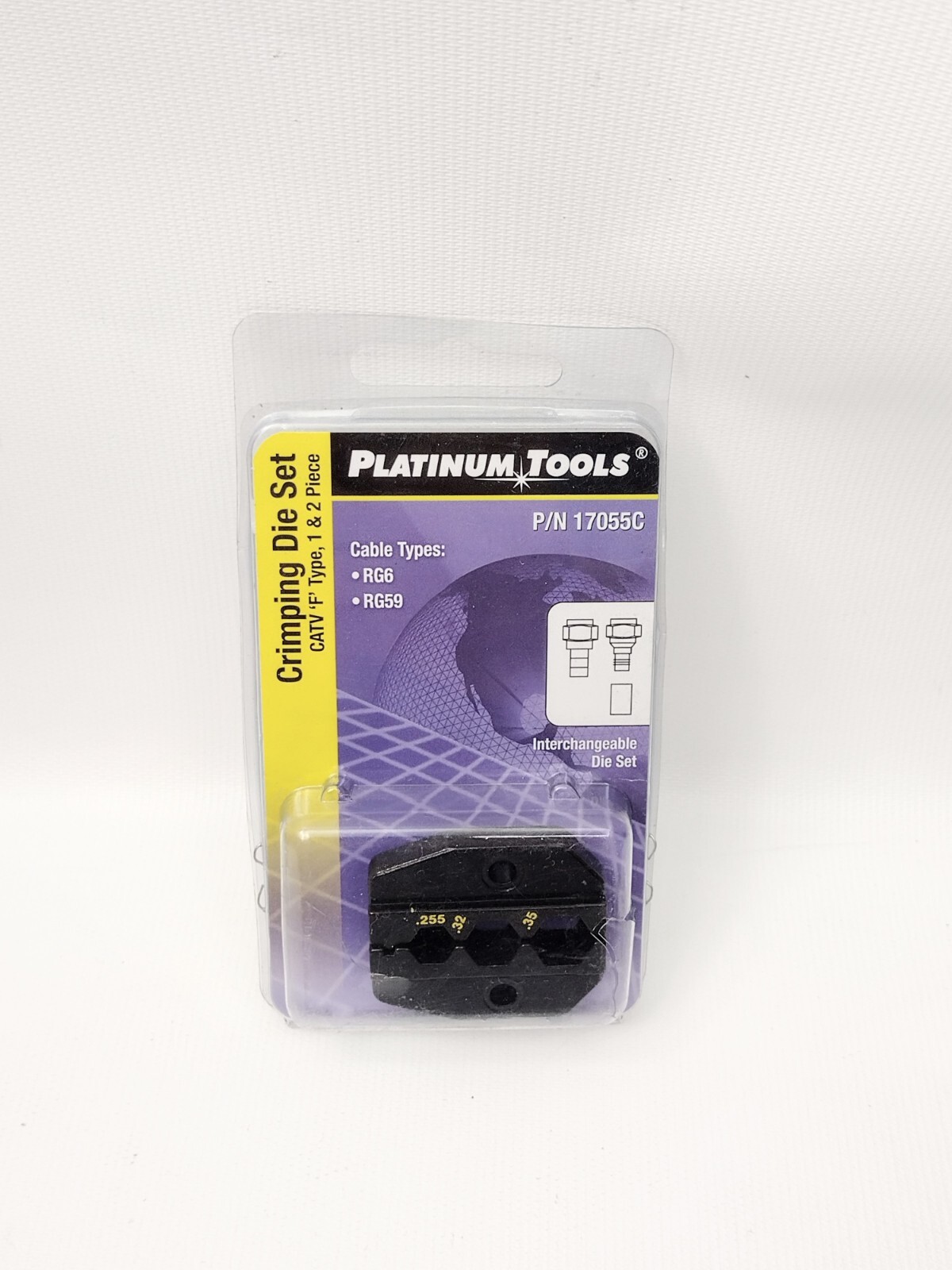 Platinum Tools 17055C Crimping Die Set for CATV 'F' Type, 1 & 2 Pcs, RG6 RG59