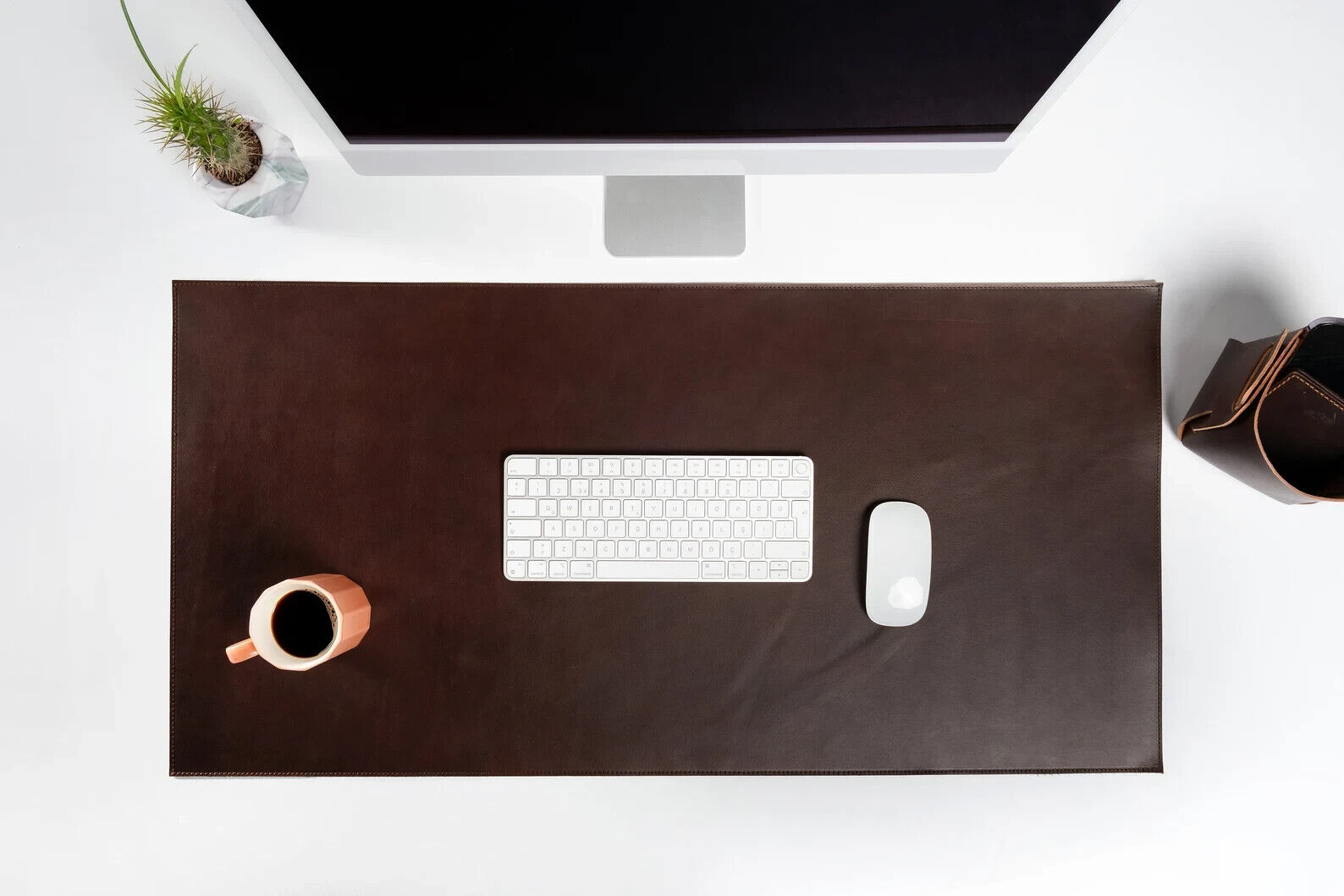 Premium Leather Desk Mat Desk Blotter, Office Desk Pad, Desk Accessories Mocha