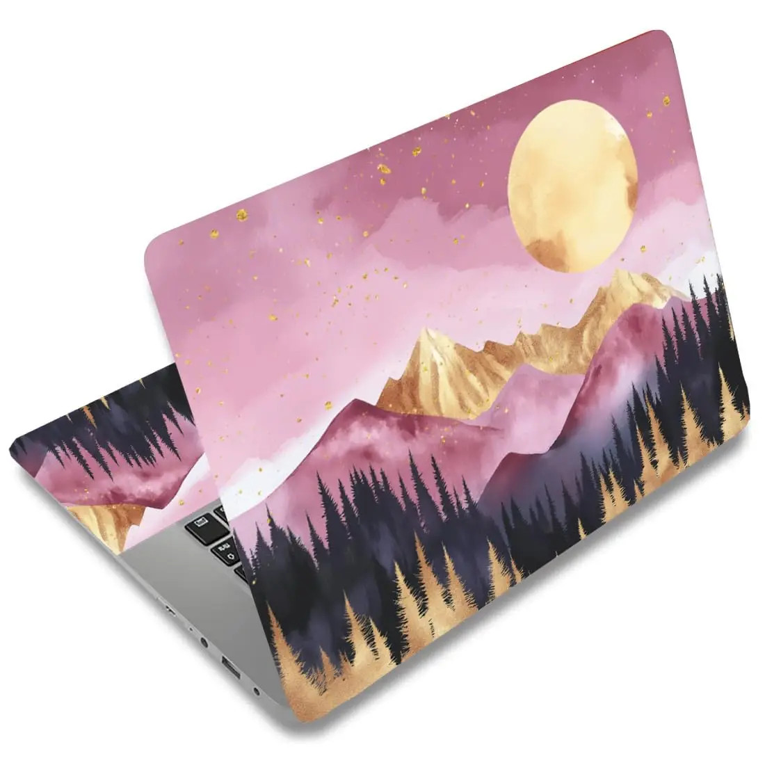 2X Gradient Rose Gold Glitter Laptop Decal Removable PVC Skin Waterproof