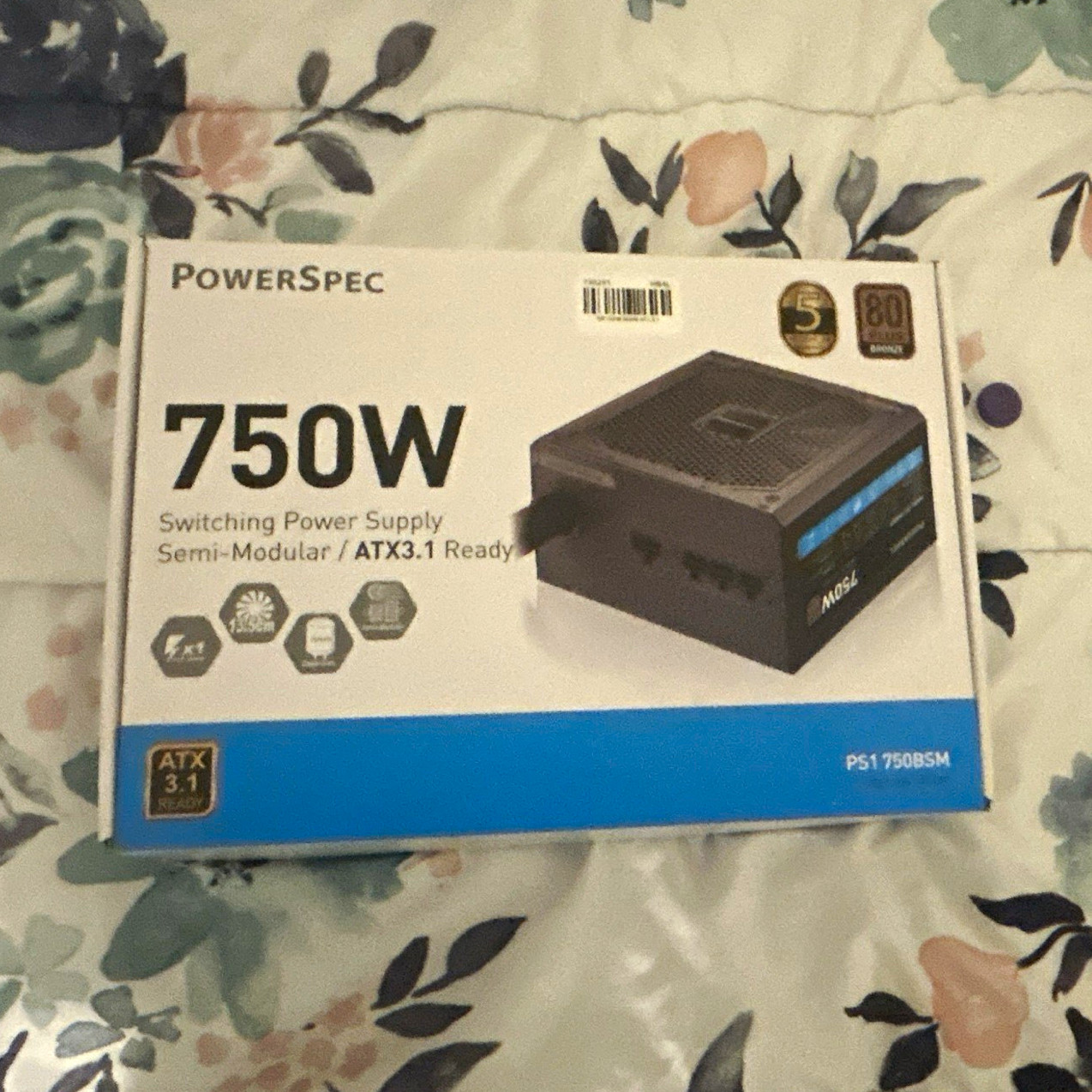 PowerSpec PS1 750BSM 750W ATX Semi-Modular PSU 100-240V Black 1 Fan