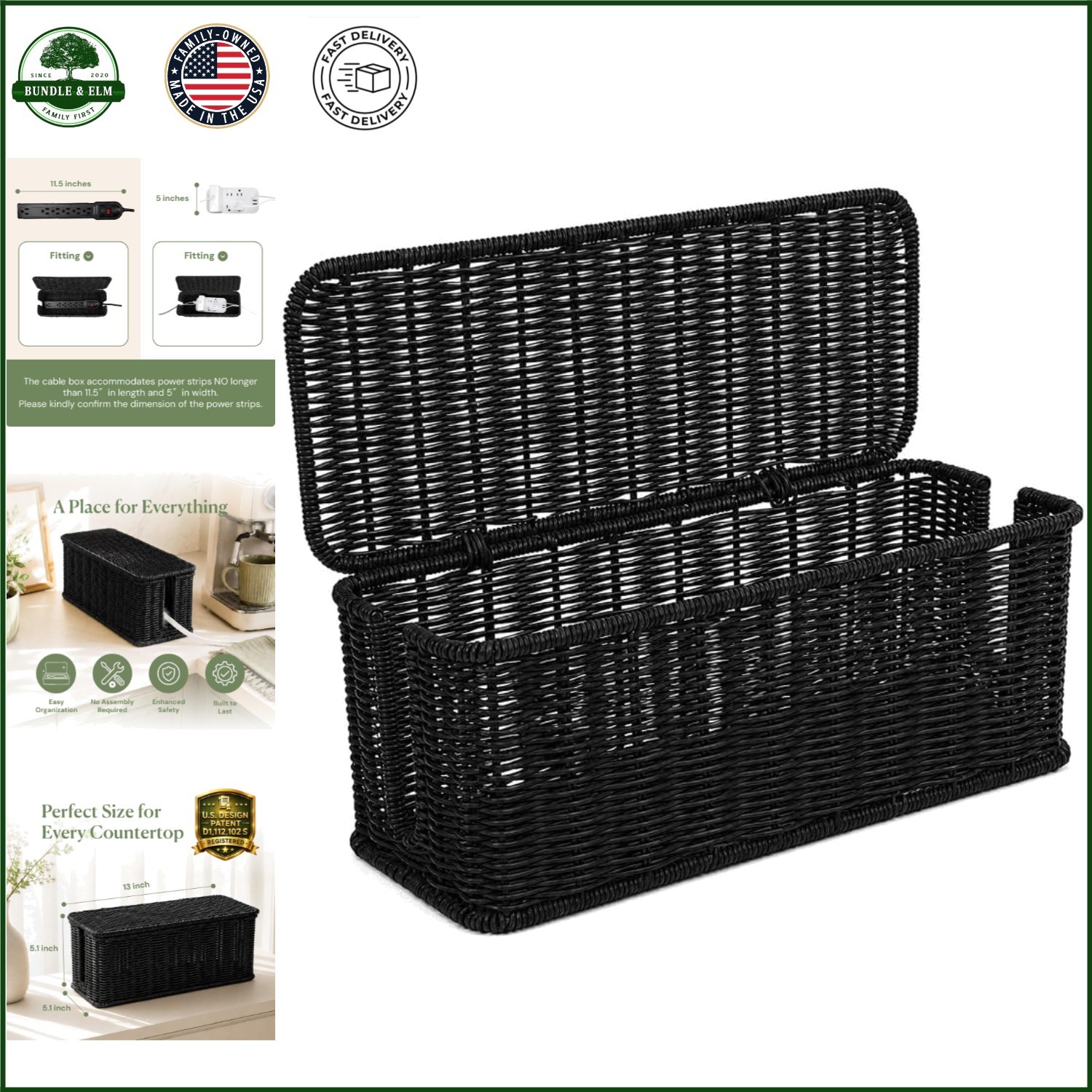Rectangular Cable Management Box with Ventilated Design for Heat Dissipation