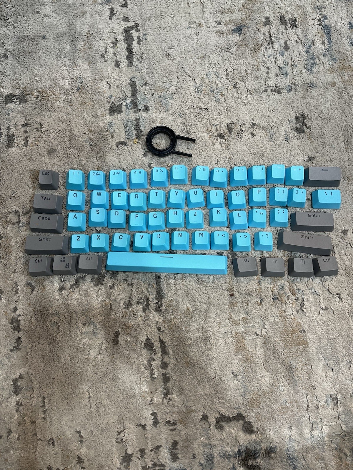 Gray Cyan Double Shot PBT Cusstomized Keycaps 61 Set for Mechanical Keyboard
