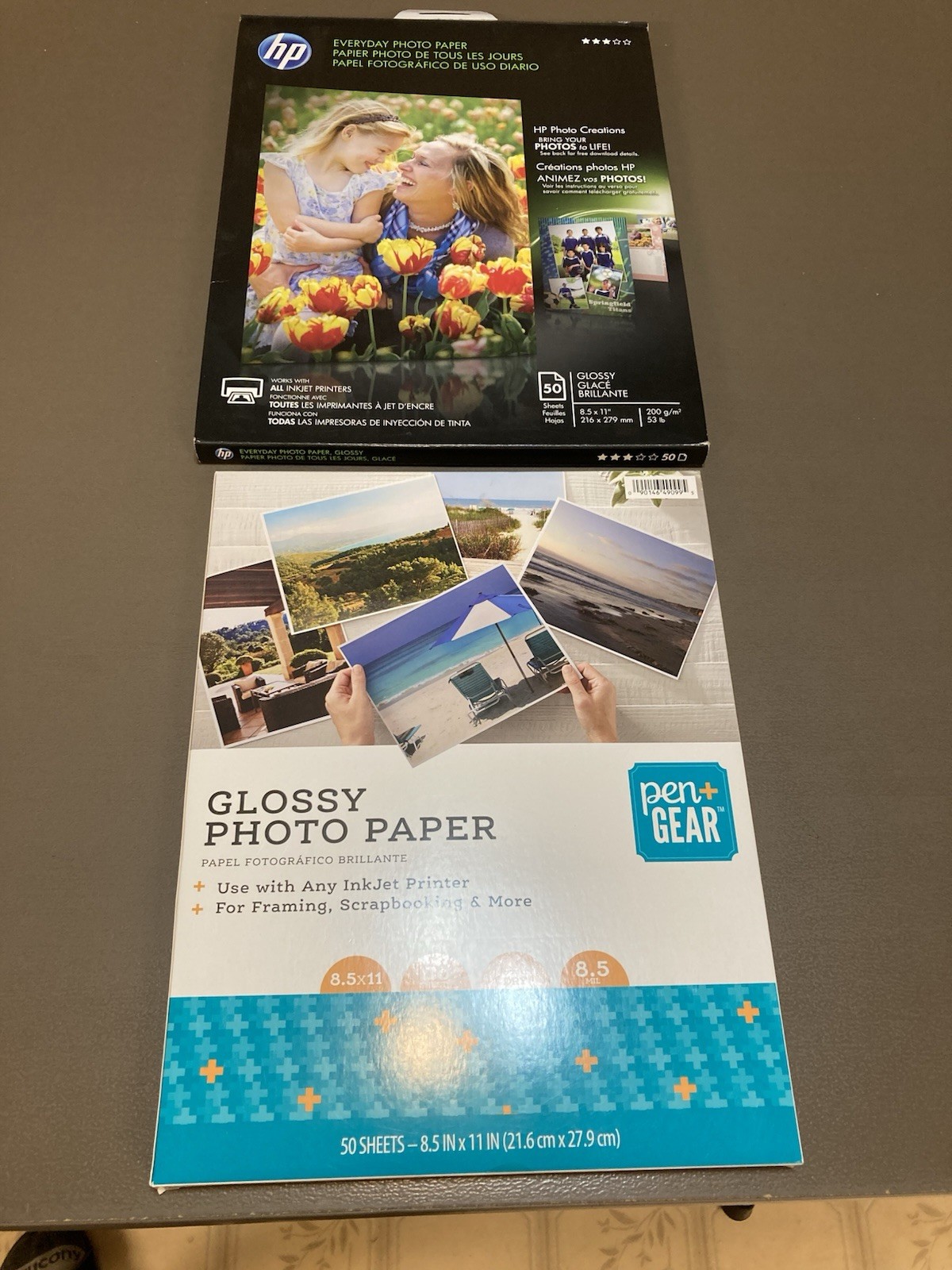 2 New Boxes White Glossy Inkjet Photo Paper 8.5 x 11” HP & Pen&Gear 100 Total Pc