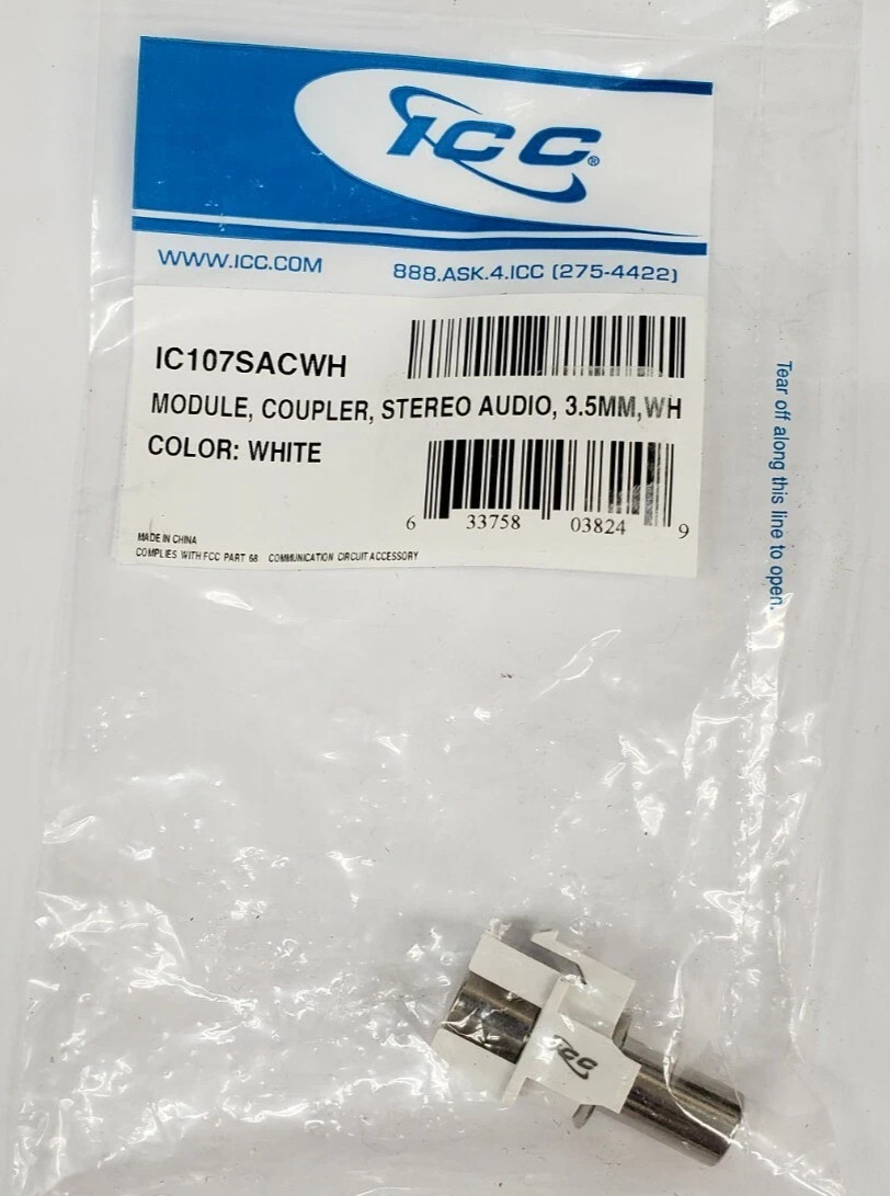  ICC IC107SACWH Audio Stereo Module Coupler 3.5mm  White