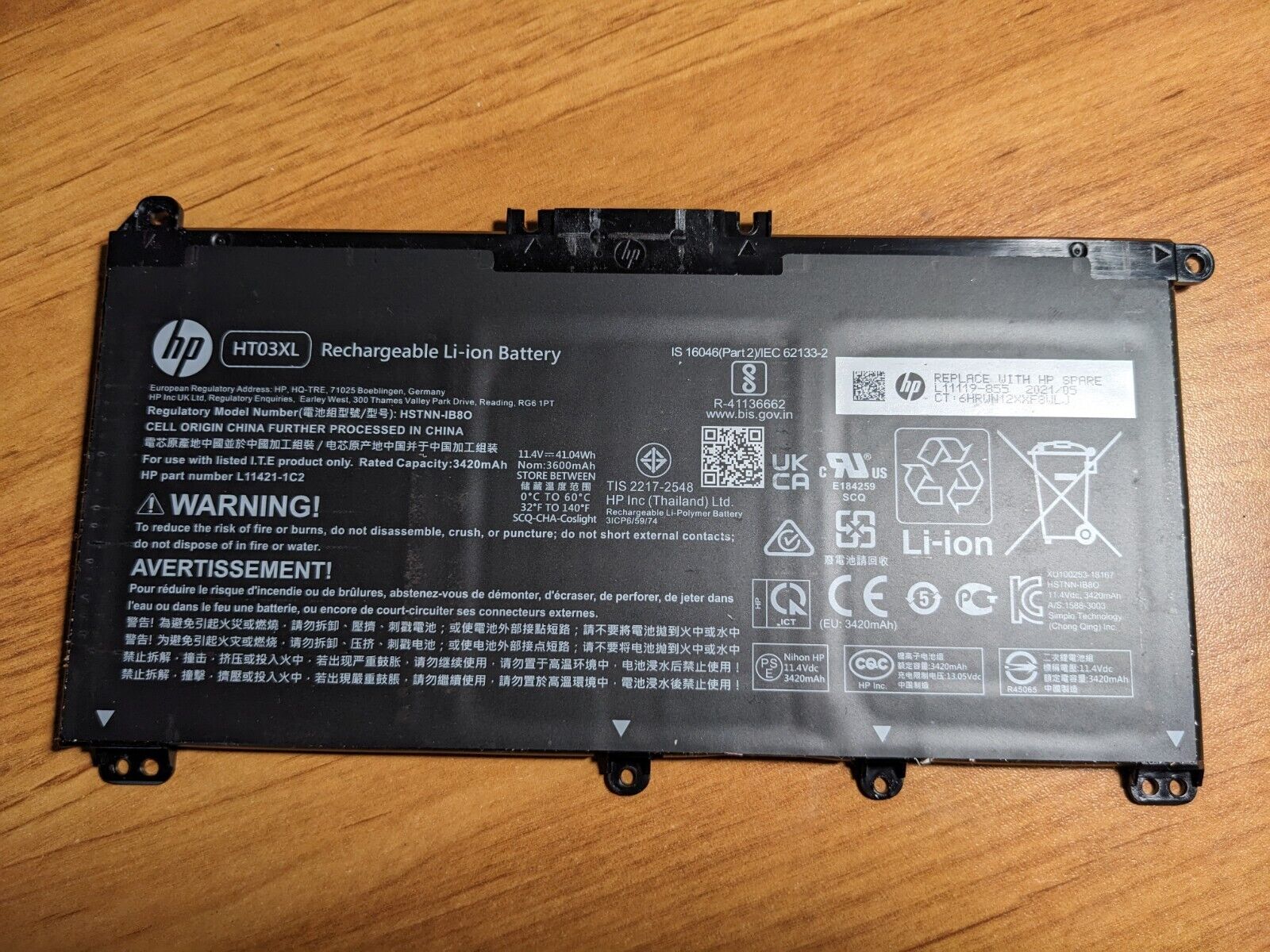 OEM Genuine HT03XL Li-Ion Battery for HP Laptop 15-DY0025TG - L11119-855