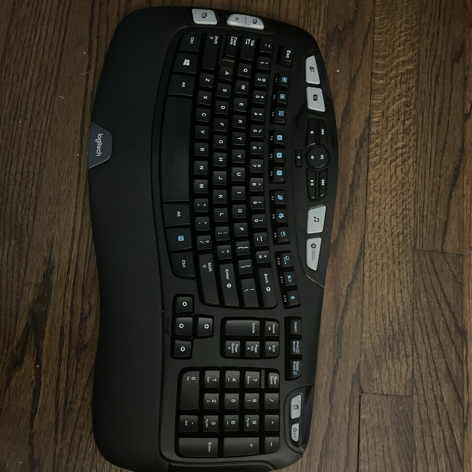Logitech K350 Wave Keyboard Ergonomic, Black, Wireless, No USB Receiver